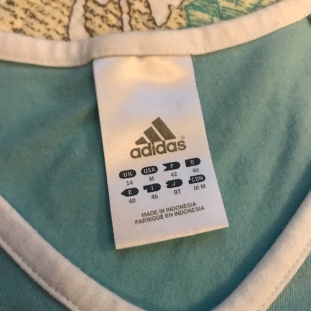 Adidas Long Sleeve Blue & White Sports Athleisure Shirt Size Medium - Picture 4 of 6